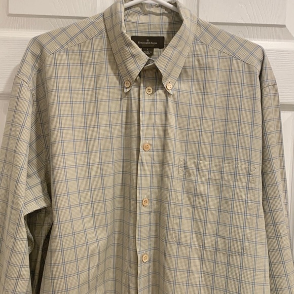 Ermenegildo Zegna Beige Blue Checked Button Up Shirt - Picture 3 of 13